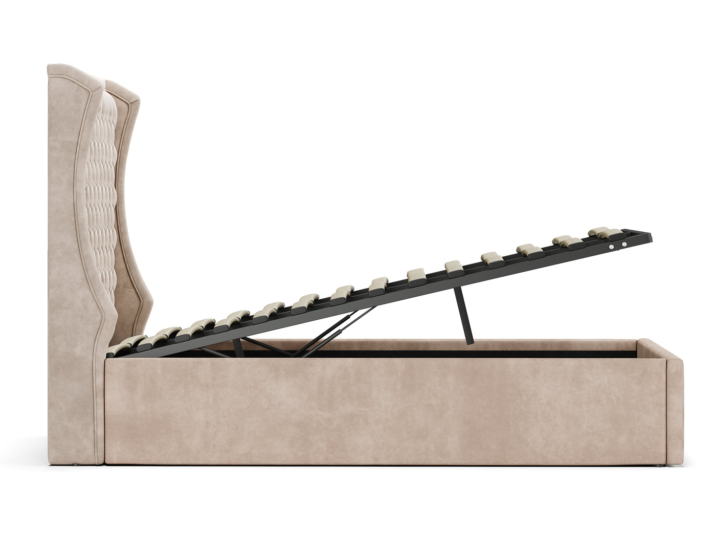Royal Gas Lift Storage Bed Frame (Palladium Sand Velvet)