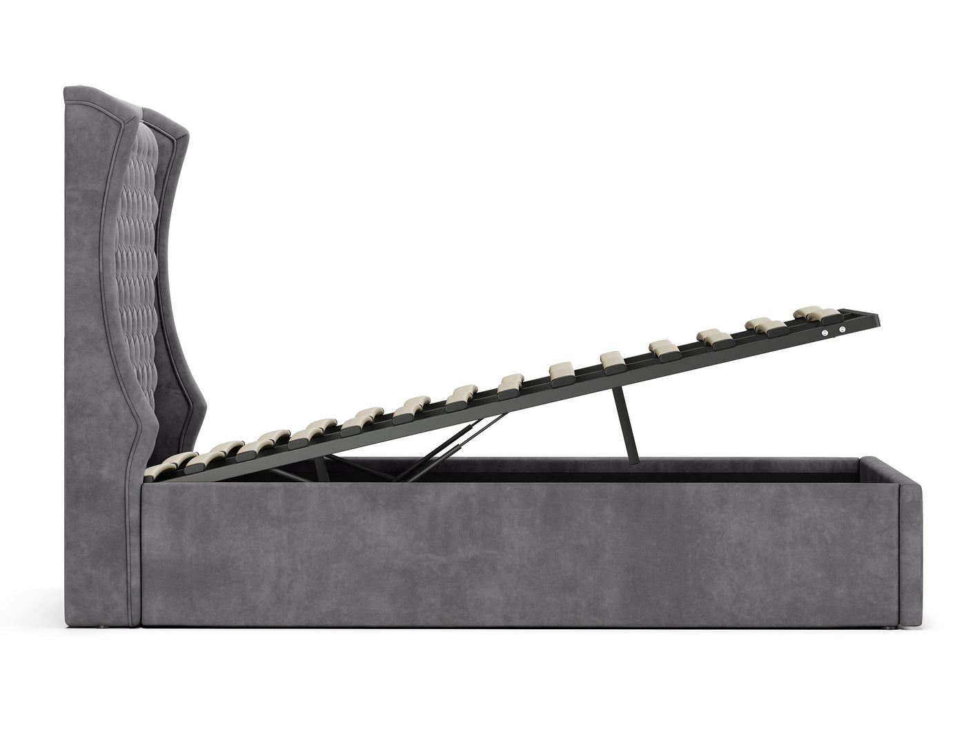 Royal Gas Lift Storage Bed Frame (Palladium Grey Velvet)