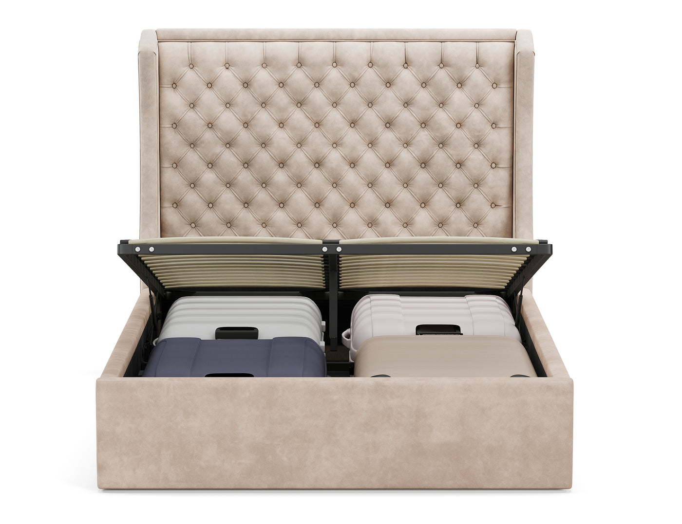 Royal Gas Lift Storage Bed Frame (Palladium Sand Velvet)