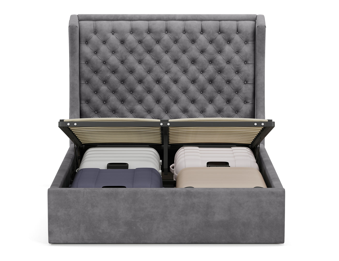Royal Gas Lift Storage Bed Frame (Palladium Grey Velvet)