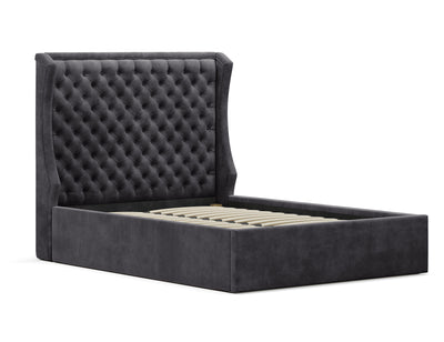 Royal Gas Lift Storage Bed Frame (Palladium Graphite Velvet)