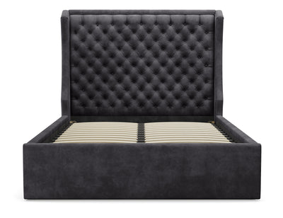 Royal Gas Lift Storage Bed Frame (Palladium Graphite Velvet)