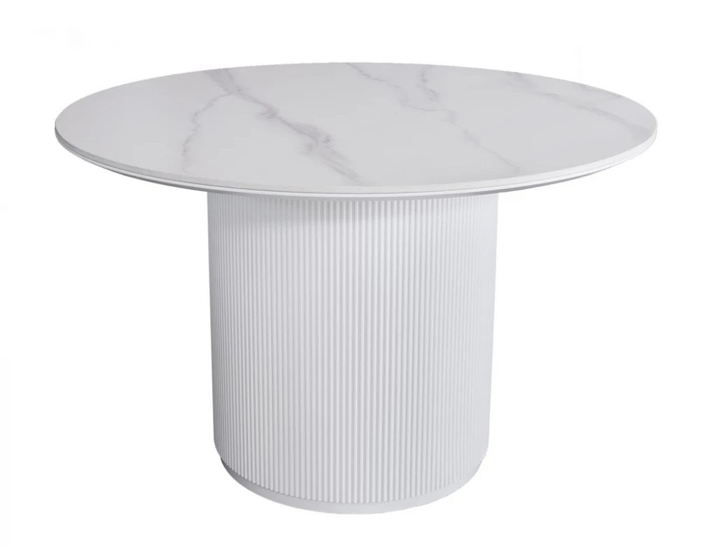 Victor Round Dining Table (White Matte Ceramic)