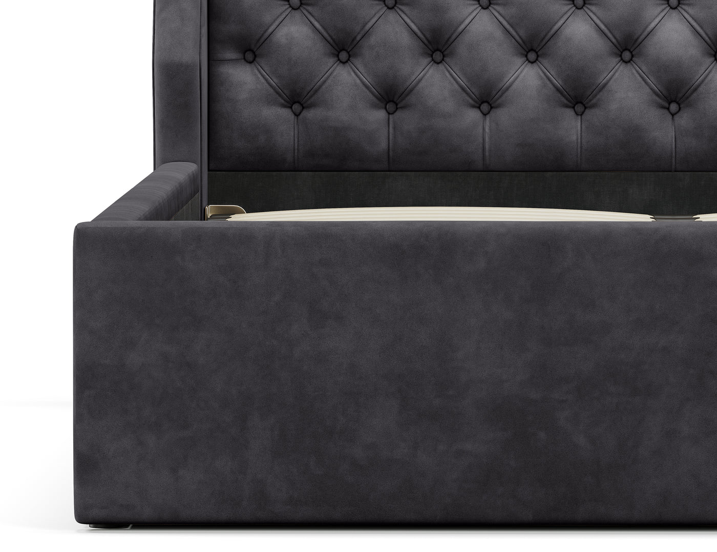 Royal Gas Lift Storage Bed Frame (Palladium Graphite Velvet)