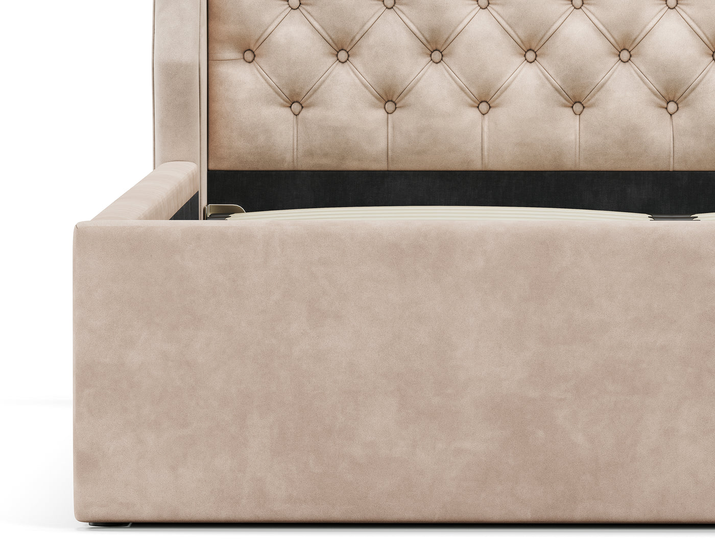 Royal Gas Lift Storage Bed Frame (Palladium Sand Velvet)