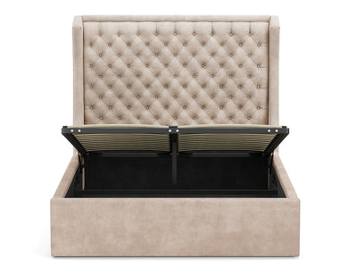 Royal Gas Lift Storage Bed Frame (Palladium Sand Velvet)