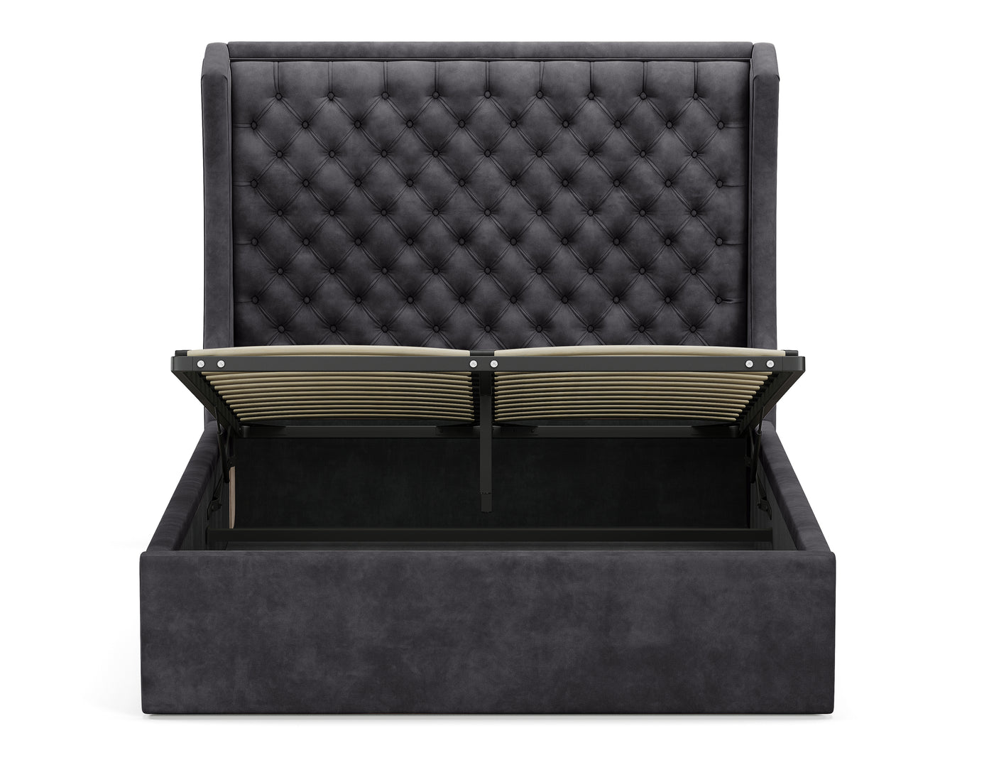 Royal Gas Lift Storage Bed Frame (Palladium Graphite Velvet)