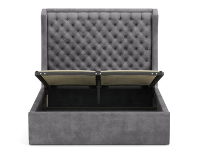 Royal Gas Lift Storage Bed Frame (Palladium Grey Velvet)