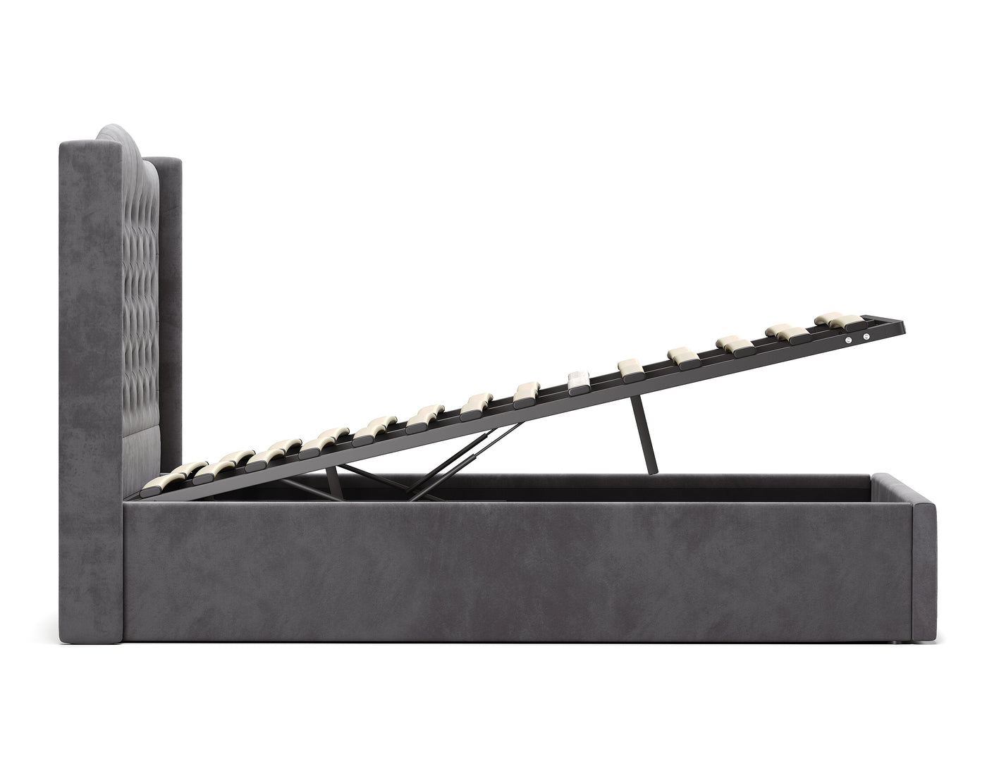 Velora Gas Lift Storage Bed Frame (Palladium Grey Velvet)