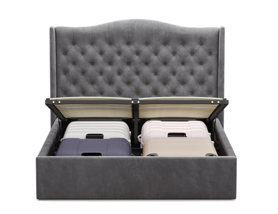 Velora Gas Lift Storage Bed Frame (Palladium Grey Velvet)