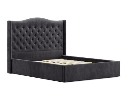 Velora Gas Lift Storage Bed Frame (Palladium Graphite Velvet)