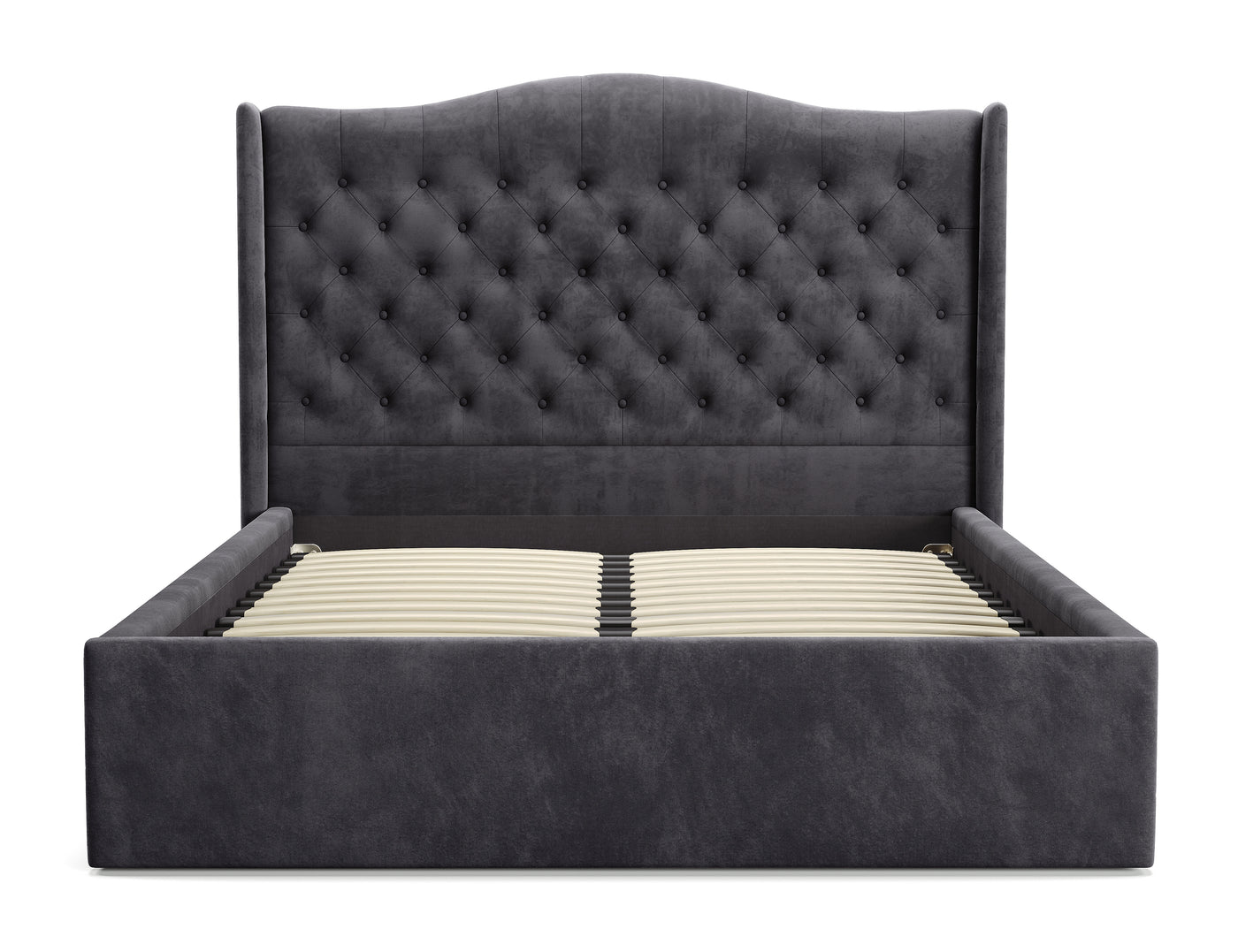 Velora Gas Lift Storage Bed Frame (Palladium Graphite Velvet)