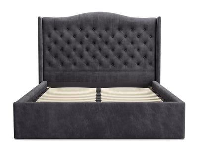 Velora Gas Lift Storage Bed Frame (Palladium Graphite Velvet)