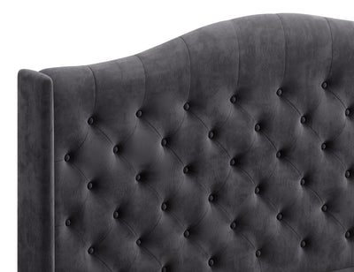 Velora Gas Lift Storage Bed Frame (Palladium Graphite Velvet)