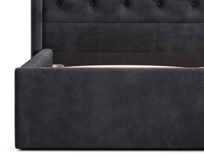 Velora Gas Lift Storage Bed Frame (Palladium Graphite Velvet)