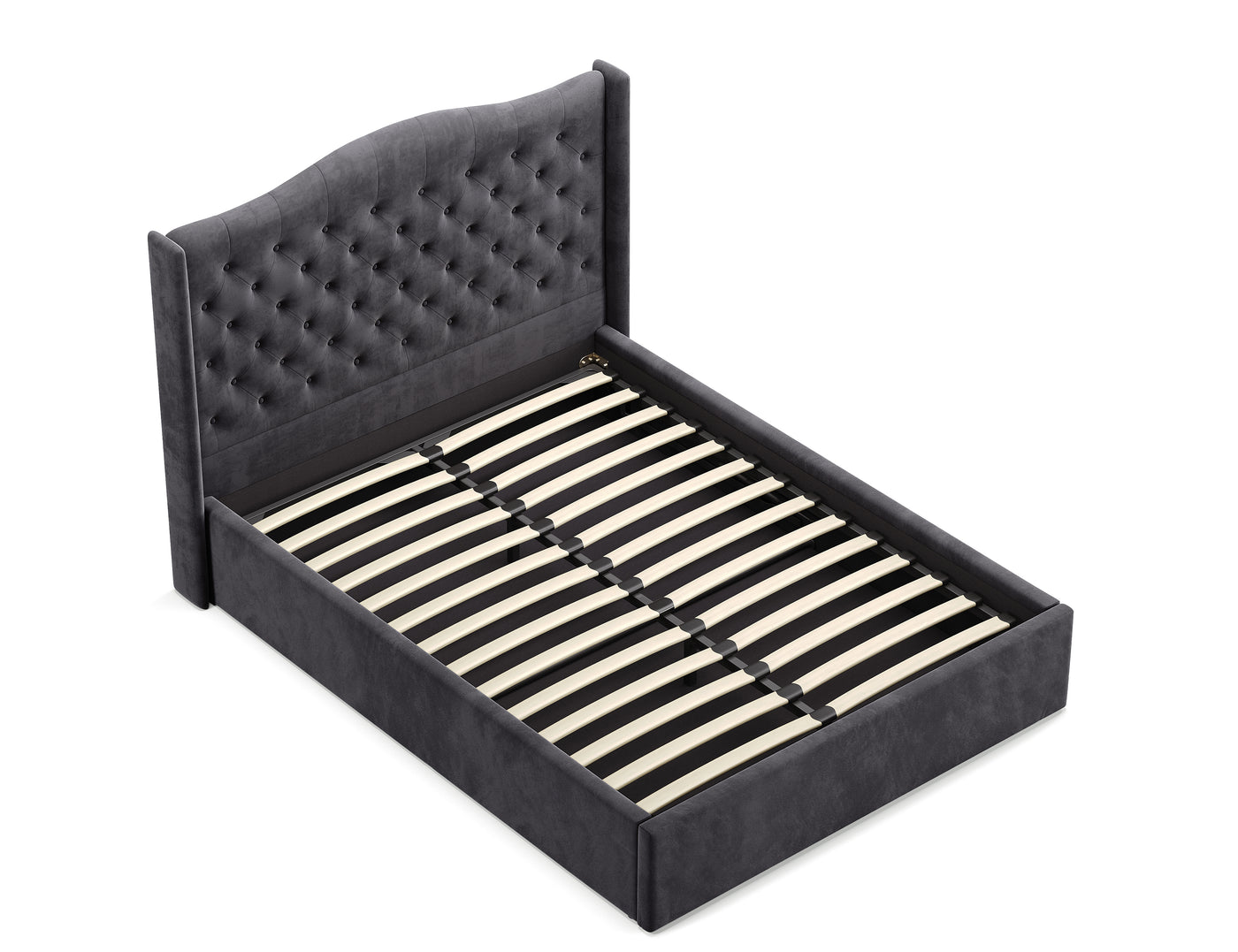 Velora Gas Lift Storage Bed Frame (Palladium Graphite Velvet)