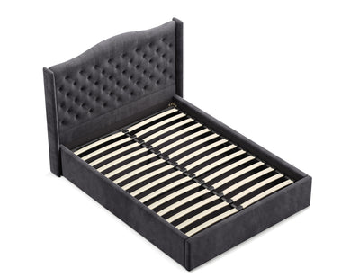 Velora Gas Lift Storage Bed Frame (Palladium Graphite Velvet)