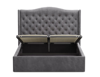 Velora Gas Lift Storage Bed Frame (Palladium Grey Velvet)