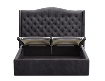 Velora Gas Lift Storage Bed Frame (Palladium Graphite Velvet)