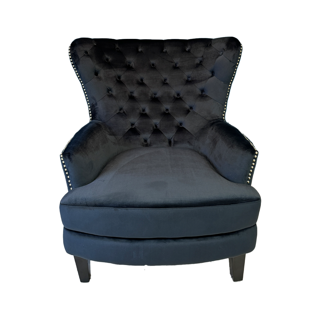 Paris Arm Chair Chesterfield Sofa (Velvet Black)