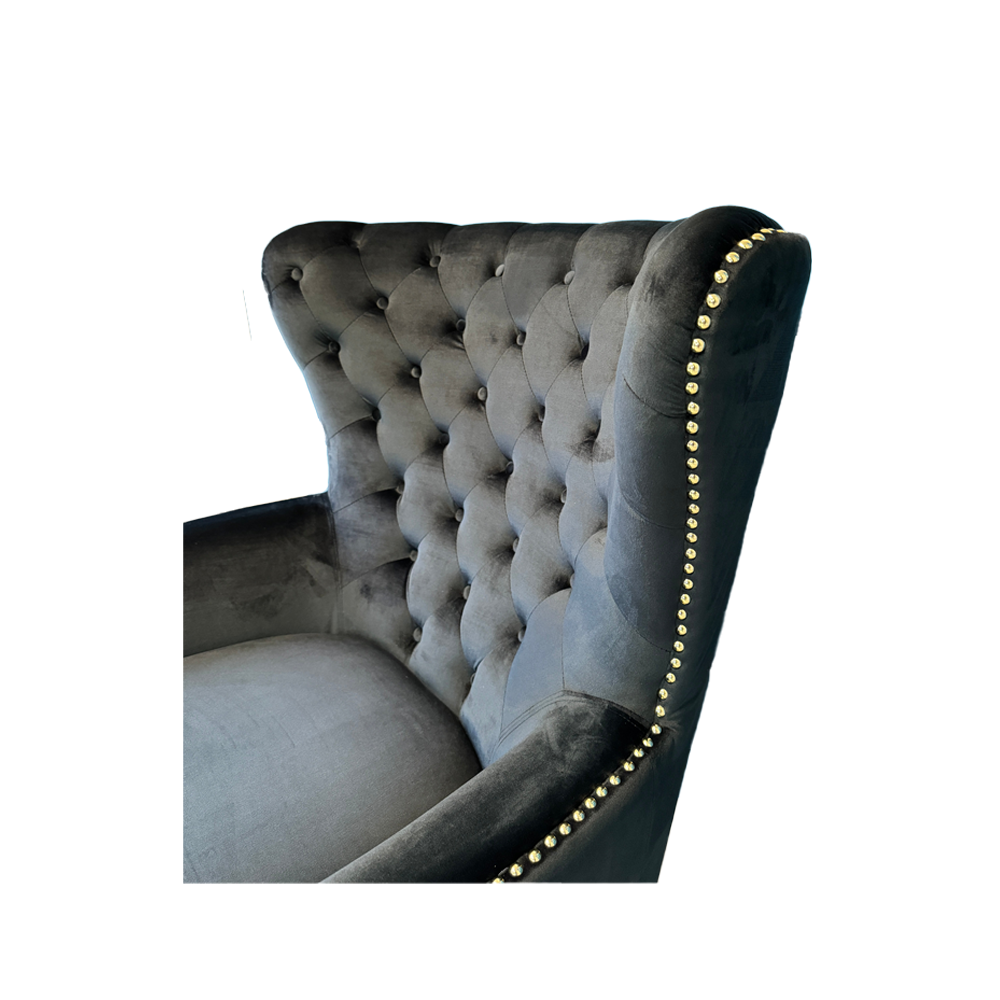 Paris Arm Chair Chesterfield Sofa (Velvet Black)