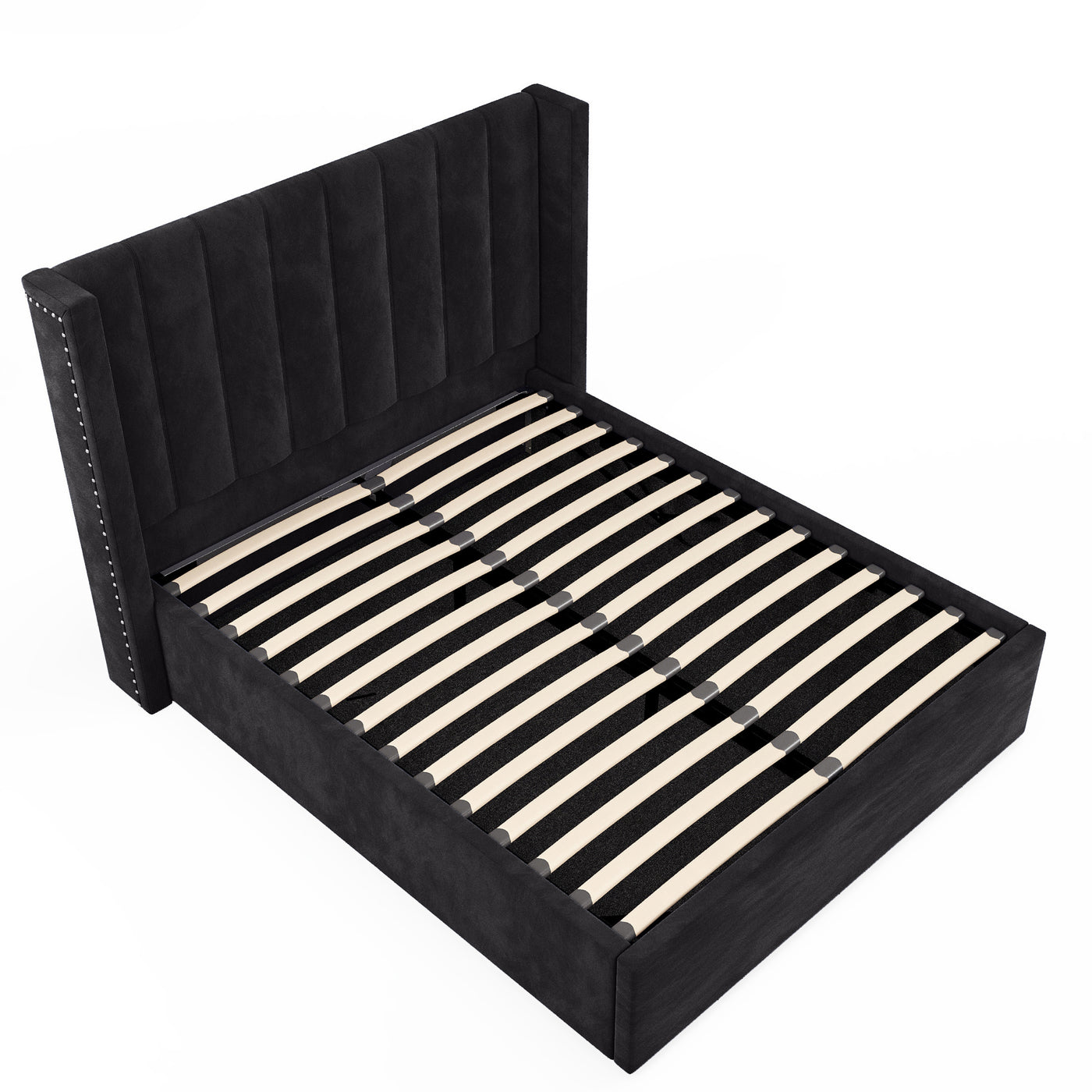 Bentleigh Gas Lift Storage Bed Frame (Graphite Palladium Velvet)
