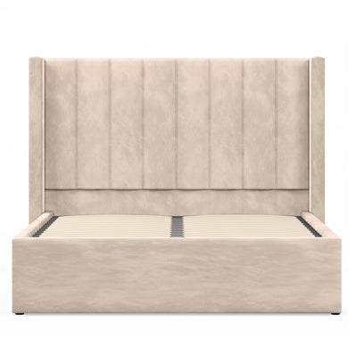 Bentleigh Gas Lift Storage Bed Frame (Sand Palladium Velvet)