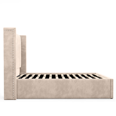 Bentleigh Gas Lift Storage Bed Frame (Sand Palladium Velvet)