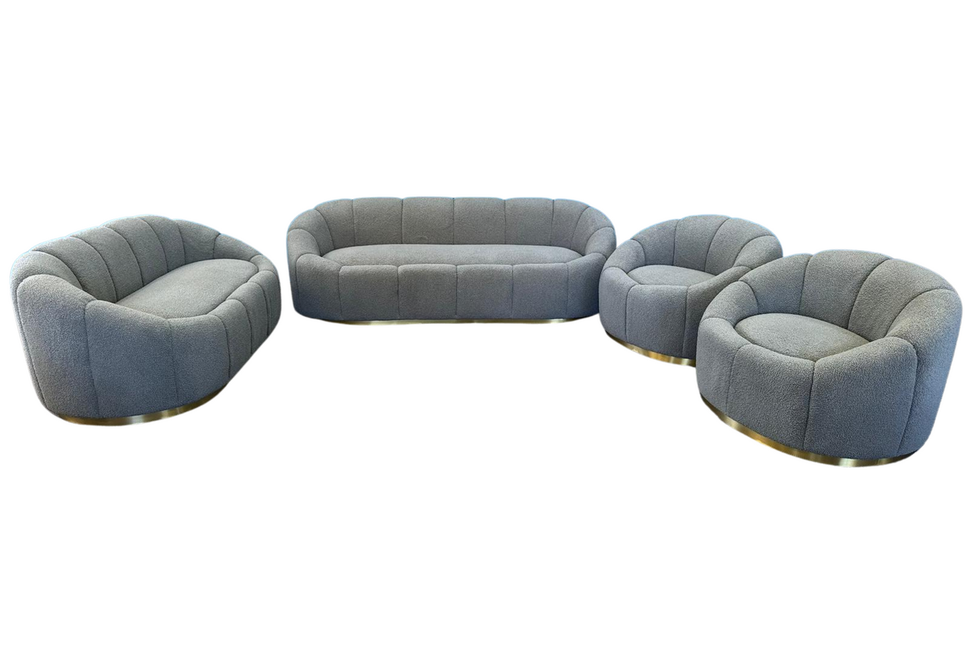 Vista 7 Seater Sofa Set (Boucle Grey) 3+2+1+1