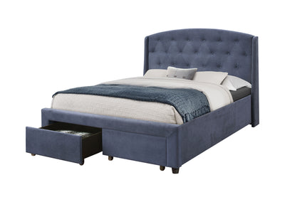 Stella 2 Drawer Storage Bed Frame (Blue Polyester) (7673033752830)