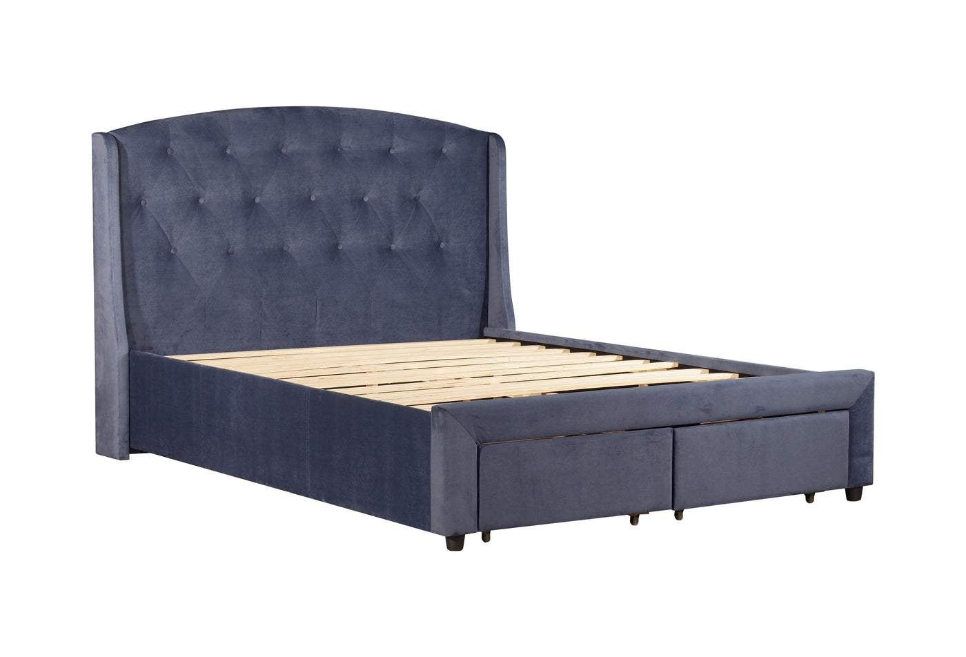 Stella 2 Drawer Storage Bed Frame (Blue Polyester) (7673033752830)