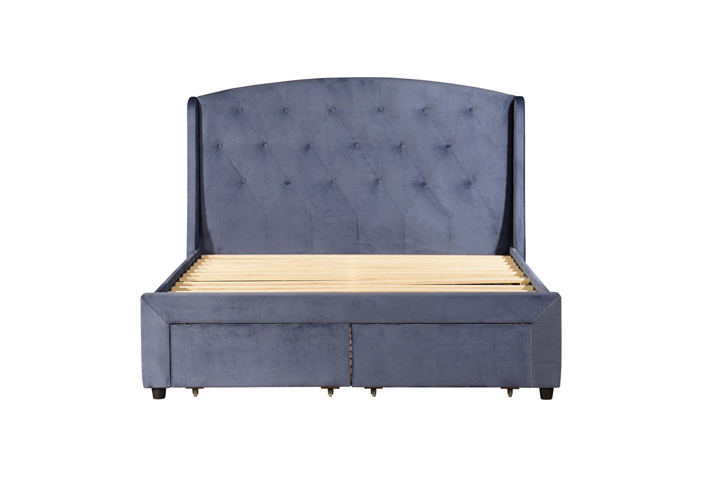 Stella 2 Drawer Storage Bed Frame (Blue Polyester) (7673033752830)