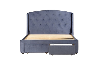 Stella 2 Drawer Storage Bed Frame (Blue Polyester) (7673033752830)