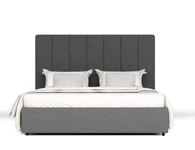 Madrid Gas Lift Storage Bed Frame (Charcoal Linen Fabric) (7432521187582)