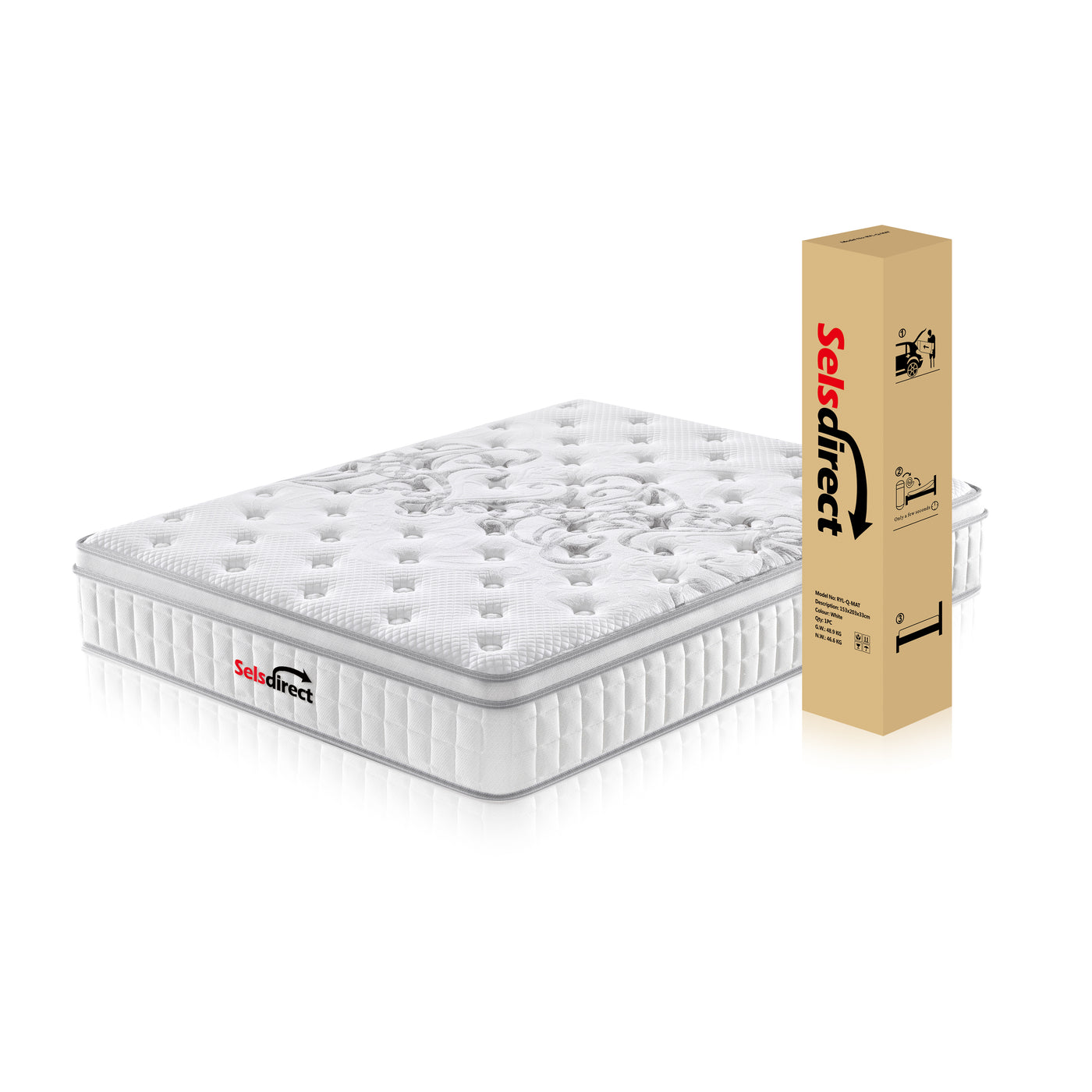 Madrid Gas Lift Storage Bed Frame (Charcoal Linen Fabric) and Royal Memory Foam Plush Mattress (7758248968446)