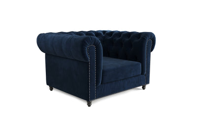 Blue velvet 1 Seater Chesterfield sofa