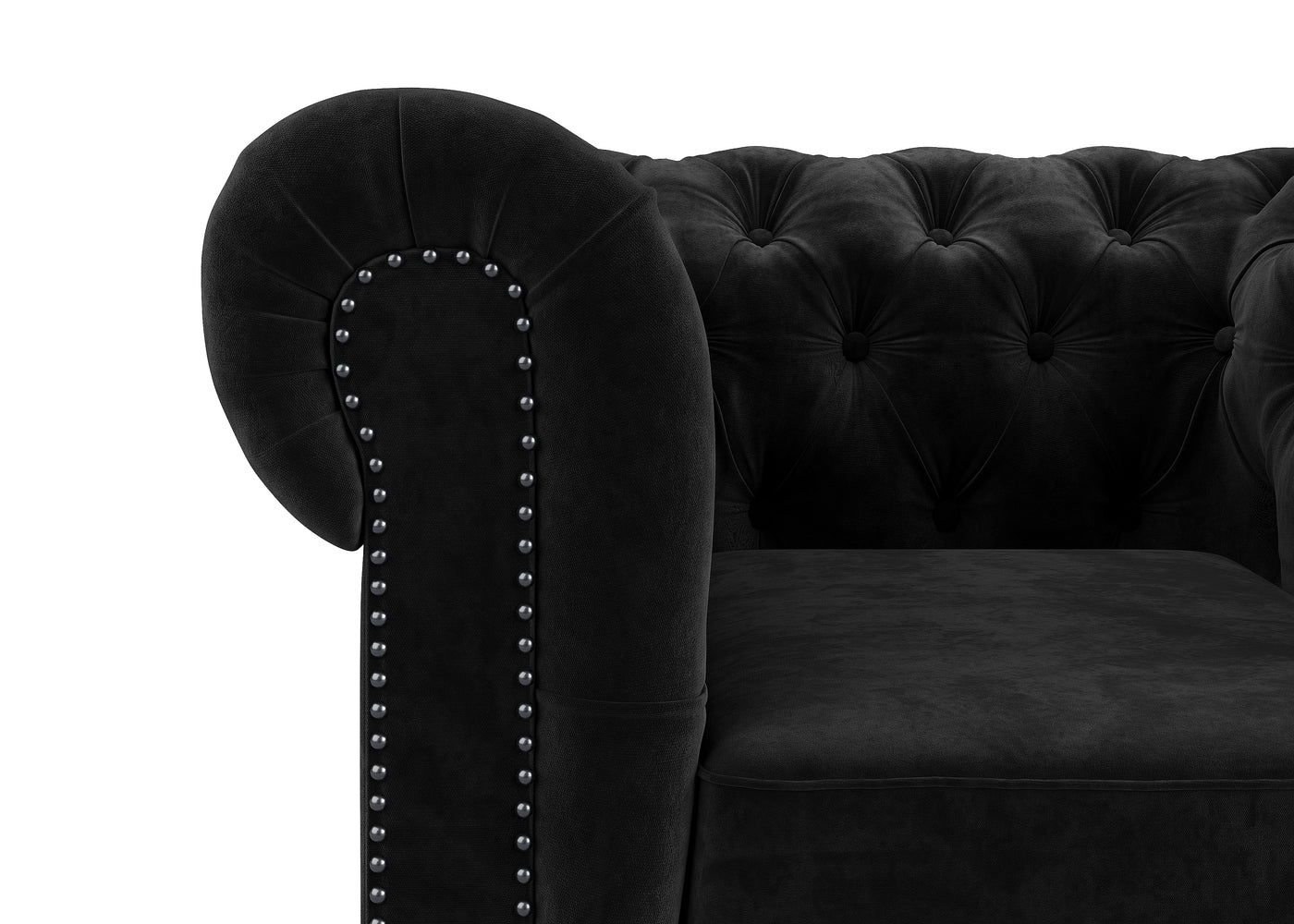 Paris 1 Seater Chesterfield Sofa (Black Velvet) (7523374432510)