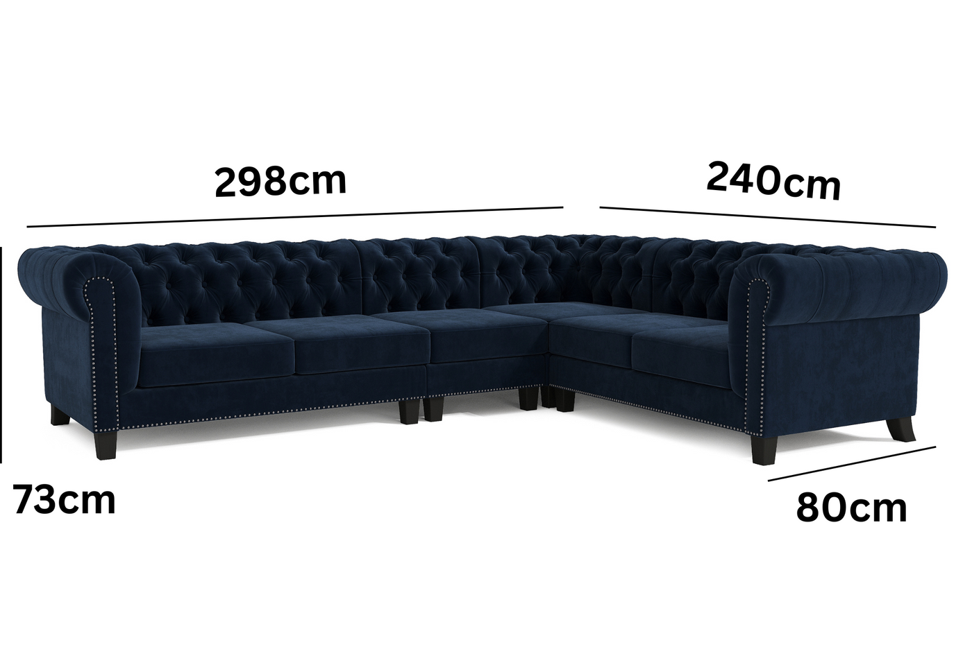 Paris 6 Seater Chesterfield Corner Sofa (Navy Blue Velvet) (7940481810686)