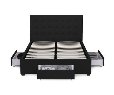 Kingston 3 Drawer Storage Bed Frame (Black Fabric) and Windsor Latex Pocket Spring Mattress Combo Deal (7811915120894)