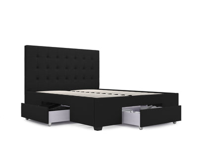 Kingston 3 Drawer Storage Bed Frame (Black Fabric) and Windsor Latex Pocket Spring Mattress Combo Deal (7811915120894)