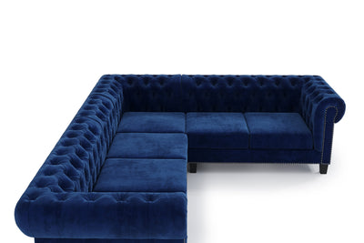 Paris 6 Seater Chesterfield Corner Sofa (Blue Velvet) (7432288600318)