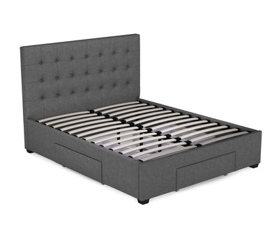 Kingston 3 Drawer Storage Bed Frame (Grey Fabric) and Windsor Latex Pocket Spring Mattress Combo Deal (7811914629374)