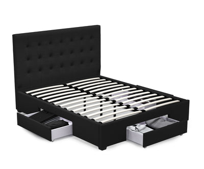 Kingston 3 Drawer Storage Bed Frame (Black Fabric) and Windsor Latex Pocket Spring Mattress Combo Deal (7811915120894)