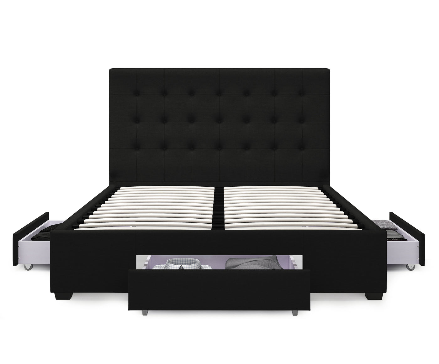 Kingston 3 Drawer Storage Bed Frame (Black Fabric) and Royal Memory Foam Plush Mattress Combo Deal (7811917218046)