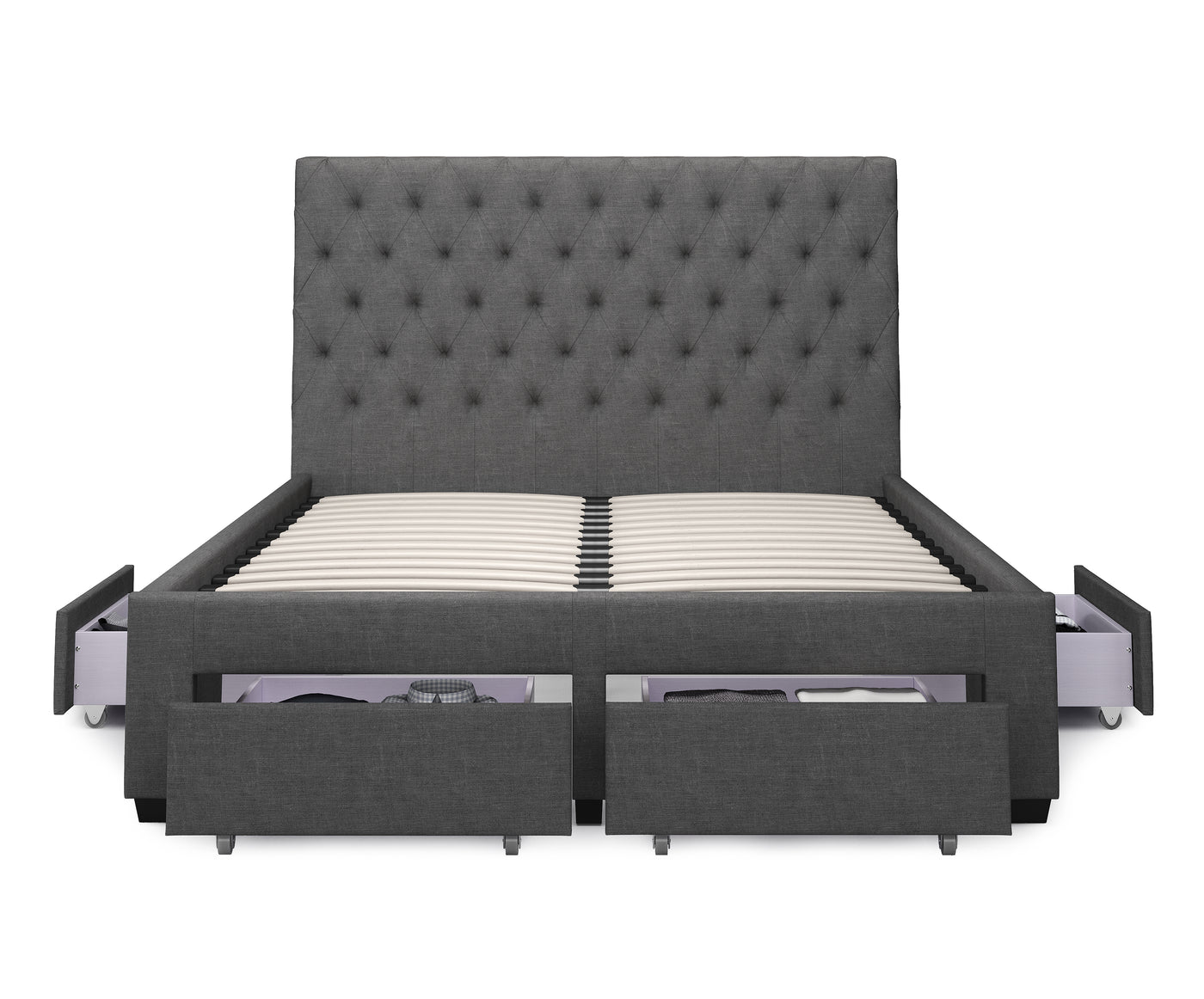 Zest 4 Drawer Storage Bed Frame (Grey Fabric) and Windsor Latex Pocket Spring Mattress Combo Deal (7847365378302)