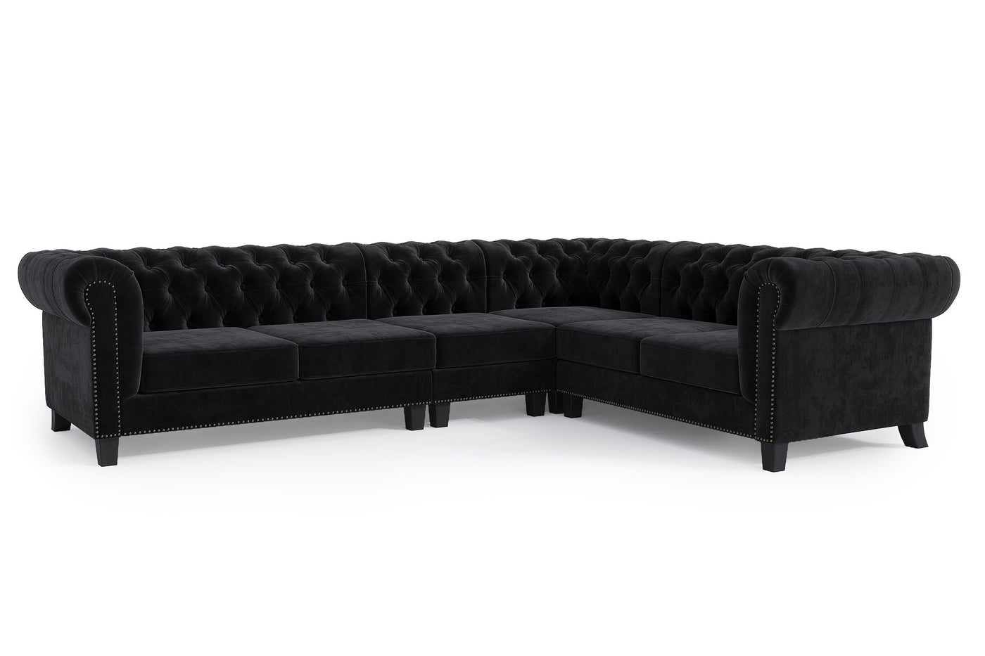 6 Seater black sofa (7432288403710)