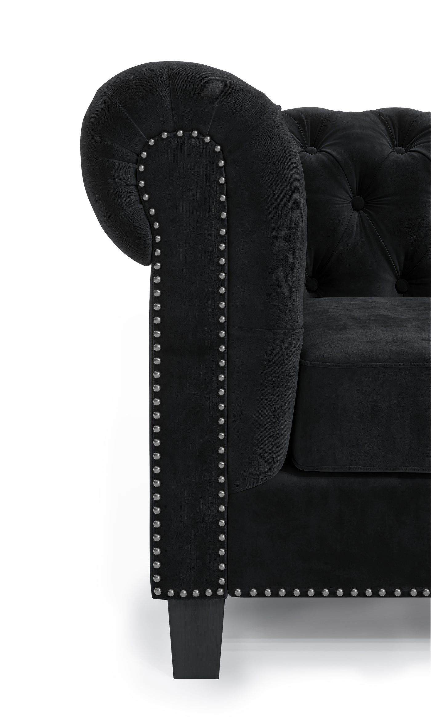 Paris 7 Seater Chesterfield Corner Sofa (Black Velvet) (7807587909886)