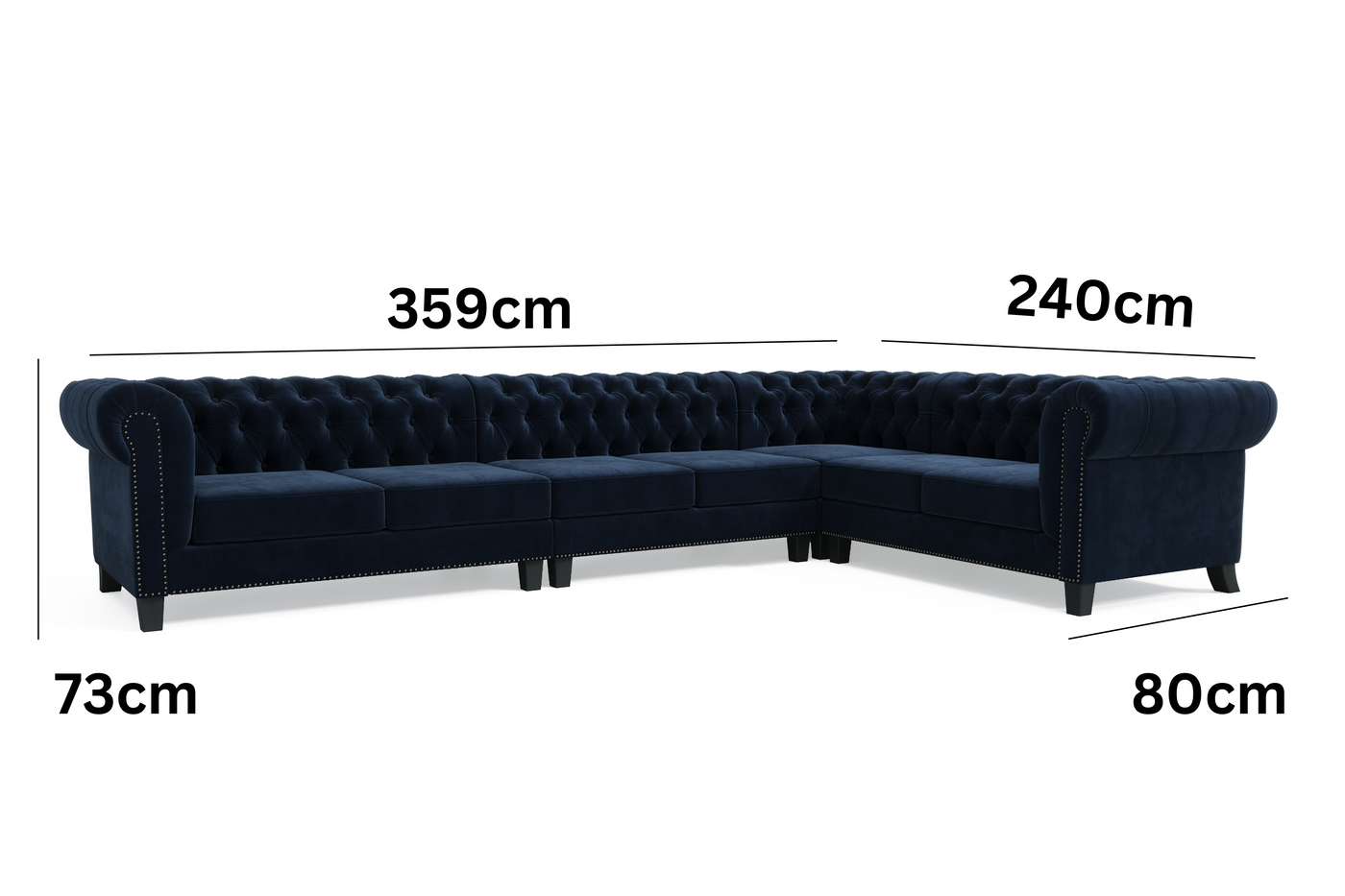 Paris 7 Seater Chesterfield Corner Sofa (Navy Blue Velvet) (7913190981886)