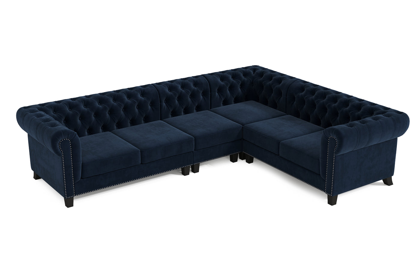 Paris 6 Seater Chesterfield Corner Sofa (Navy Blue Velvet) (7940481810686)