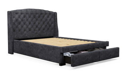 Warner Queen Size 2 Drawer Storage Bed Frame (Licorice Polyester)